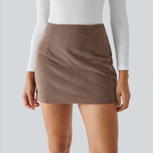 BNWT Halara High Waisted 2-in-1 A Line Mini Corduroy Casual Skirt